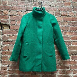 J. Crew Women's City Coat wool trench in emerald  green, size 0
